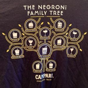 Campari Official Negroni Family Tree Mens or Unisex Soft Black T Shirt Size XL